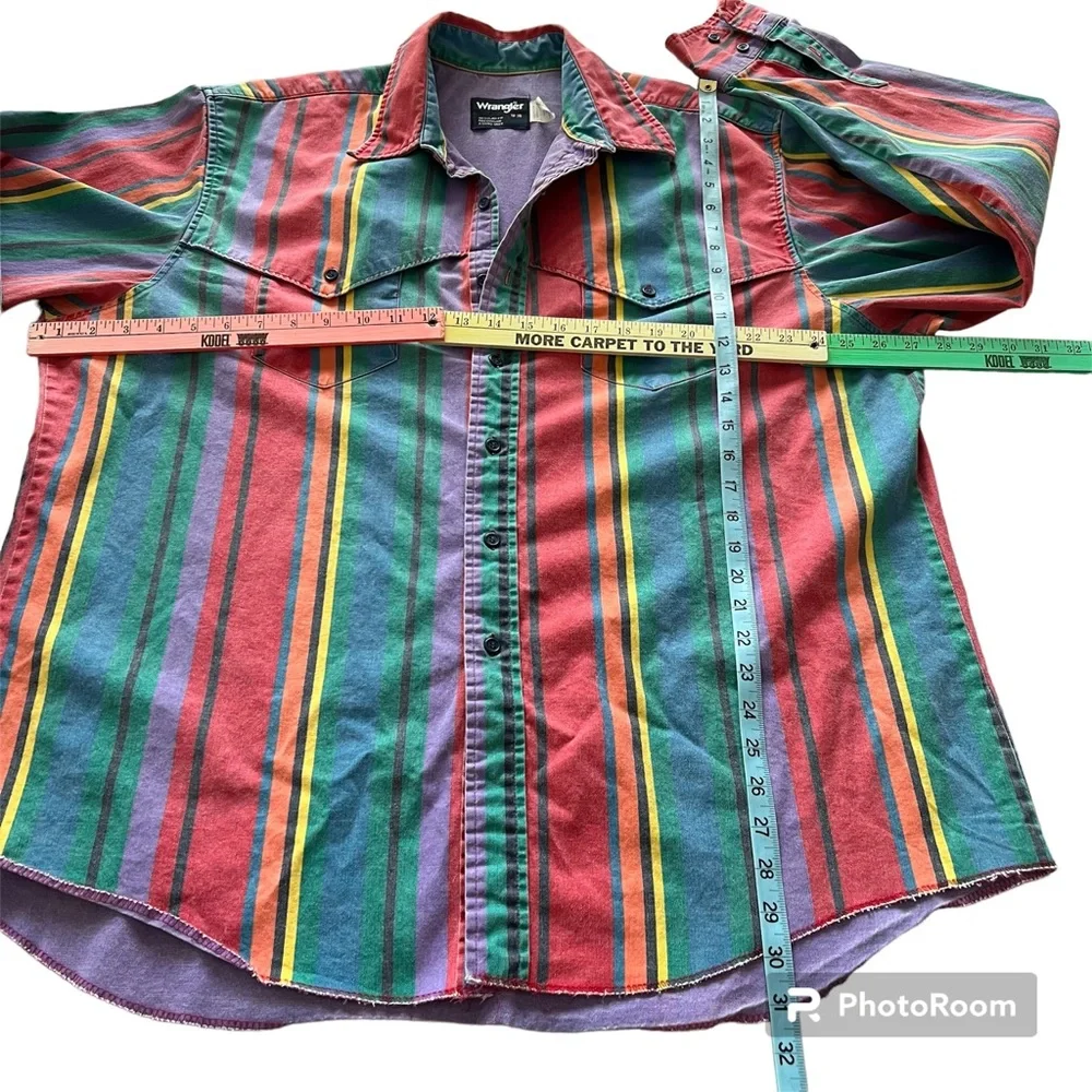 VTG Wrangler Men’s 18-36 Brushpopper 90s Striped Western Cowboy Rodeo Shirt. XXL - Picture 6 of 11